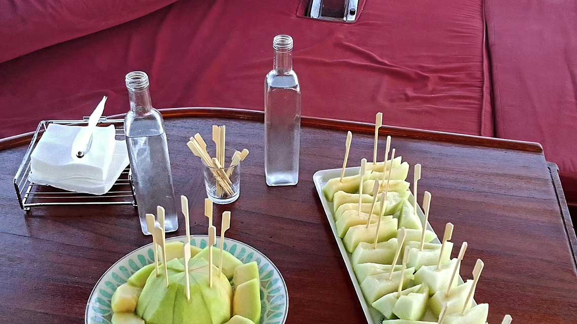 eating fruit on private cruise